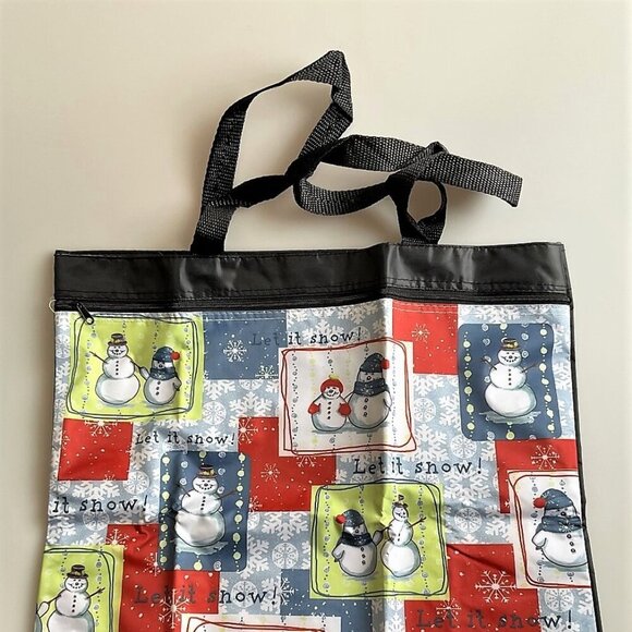 NEW SNOWMAN “LET IT SNOW” HOLIDAY TOTE BAG CHRISTMAS - Picture 3 of 6